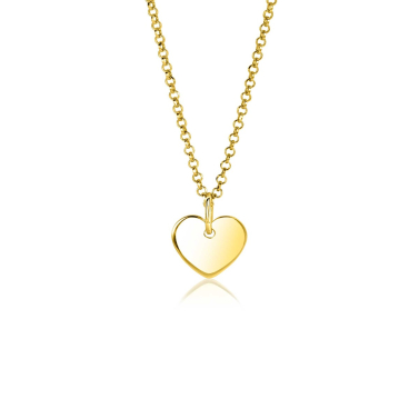 12mm ZINZI gold plated zilveren hanger glad hart voor gravure ZIH2346G12 (zonder collier)
