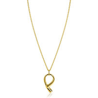 ZINZI goldplated zilveren ketting 45cm met grote sierlijke hanger 40mm ZIC2786G