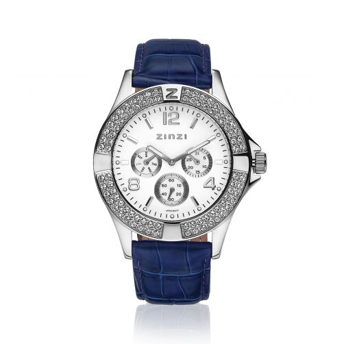 ZINZI Watch witte plaat blauwe band UNO1