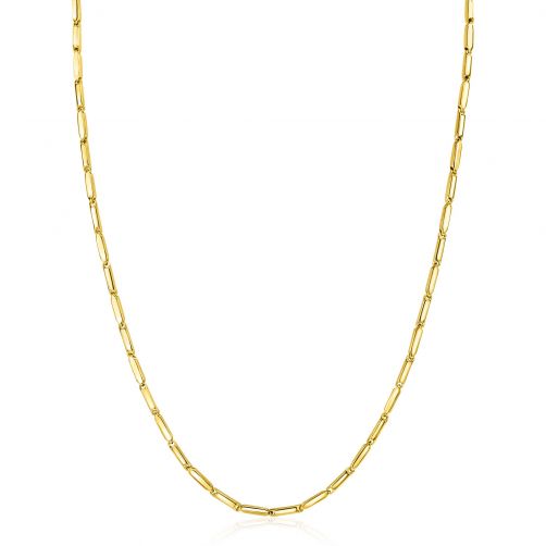 ZINZI Gold 14 krt gouden ketting met stoere rechthoekige staafjes (2mm breed) met vierkante buis 43cm ZGC452
