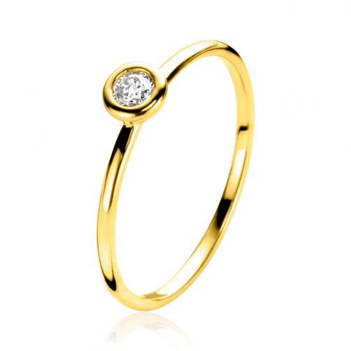 ZINZI 14 krt gouden ring bezet met ronde witte zirconia 4,5mm breed ZGR371