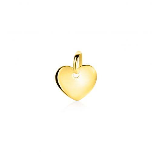 10mm ZINZI Gold 14 krt gouden hanger met trendy glanzend hartje van 10mm ZGH396-10 (zonder collier)