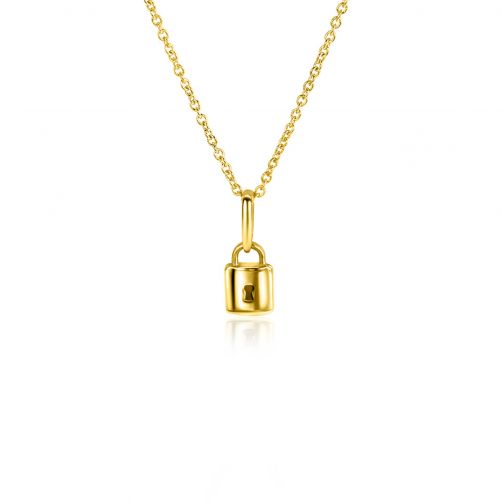 ZINZI Gold 14 krt gouden hanger met trendy slotje 5mm ZGH419 (zonder collier)