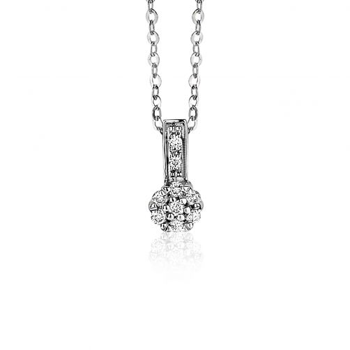 ZINZI Gold 14 karaat luxe witgouden hanger met 0,082crt diamant ZGH106