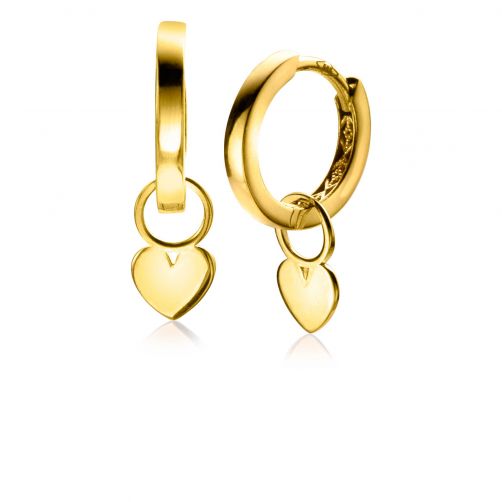 ZINZI Gold 14 krt gouden oorbedels glad hart 5,5mm ZGCH389 (zonder oorringen)