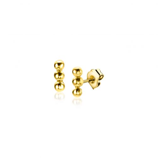 4mm ZINZI Gold 14 krt gouden oorknoppen met drie bolletjes ZGO414
