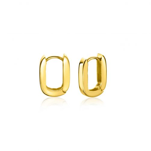 10mm ZINZI Gold 14 krt gouden rechthoekige oorringen met luxe klapsluiting 10mm x 2mm vierkante buis ZGO408