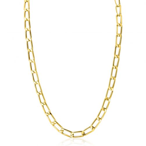 ZINZI Gold 14 krt gouden brede trendy schakel-collier 45cm, breedte 5,8mm ZGC355