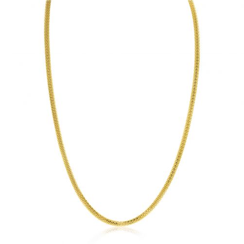 ZINZI Gold 14 krt gouden popcorn schakel-collier 3mm breed, lengte 43cm ZGC380