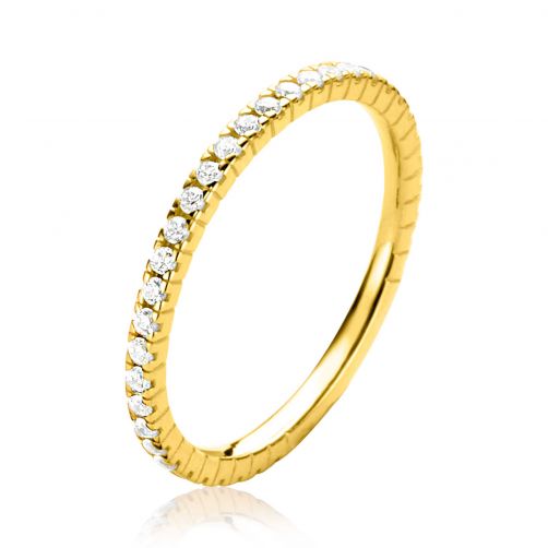 ZINZI Gold 14 krt gouden ring 1,7mm breed met 40 witte zirconia's gezet in railzetting ZGR373