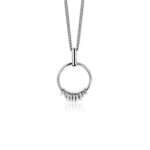 ZINZI zilveren ronde hanger met 10 losse ringetjes 19mm ZIH1439