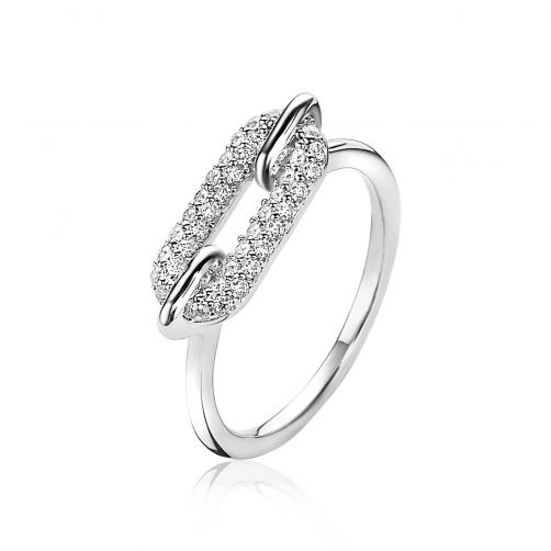 ZINZI zilveren luxueuze ring ovaal wit ZIR1894