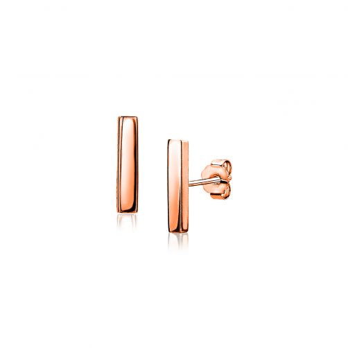 ZINZI zilveren oorknoppen rosé verguld glad staafje 12mm ZIO1384R