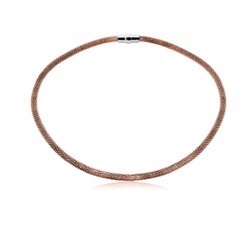 ZINZI strak zilveren collier rosé verguld 43cm ZIC681R