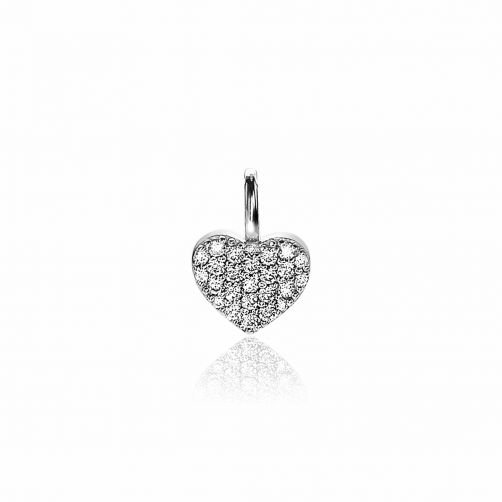 ZINZI zilveren hart hanger 13mm wit ZIH2139 (zonder collier)