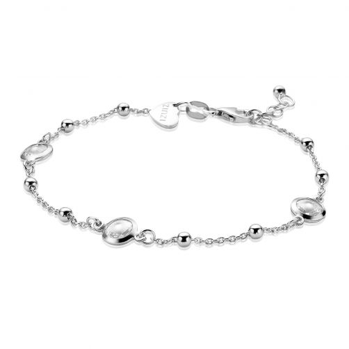 ZINZI zilveren armband rond wit 19-21cm ZIA1550