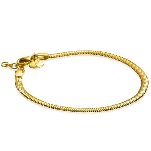 Belang bolvormig Schuldenaar ZINZI gold plated zilveren platte slangen-armband 3,5mm breed ZIA2402G