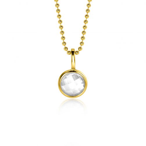 APRIL hanger 8mm gold plated geboortesteen diamant wit zirconia (zonder collier)