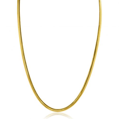 Terminal Anzai herstel ZINZI gold plated zilveren platte slangen-ketting 45cm 3,5mm breed ZIC2402G