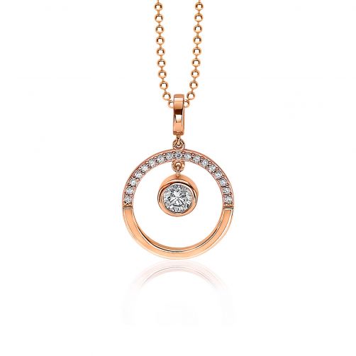 ZINZI zilveren hanger rosé verguld open rond wit 18mm ZIH1813R