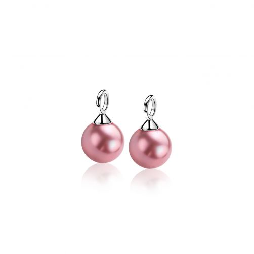 ZINZI zilveren oorbedels parel fuchsia roze ZICH266F (zonder oorringen)