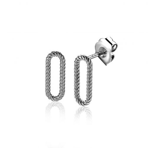 ZINZI zilveren oorstekers 14mm ovaal bewerkt ZIO2211