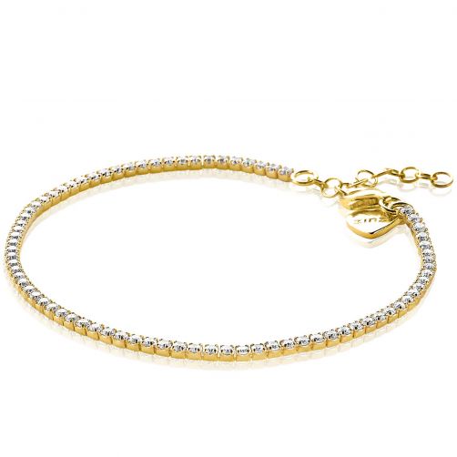 ZINZI zilveren tennis armband 14K geel verguld witte zirconia's 17-20cm ZIA2204