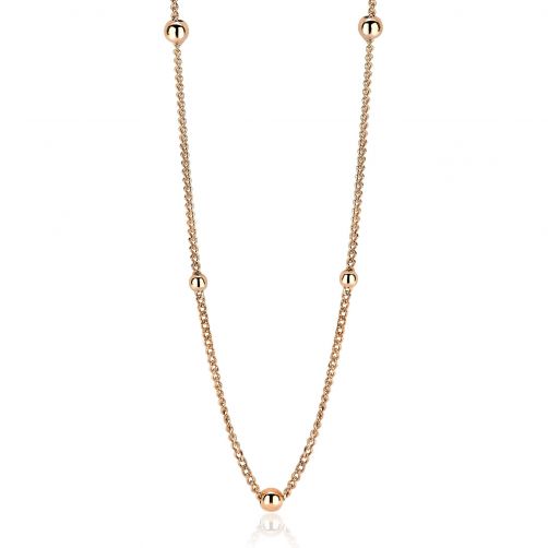 ZINZI zilveren gourmet ketting rosé verguld bol 45cm ZIC987R