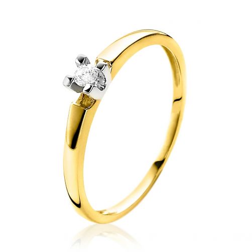 Knorrig Beschuldigingen Pijlpunt ZINZI Gold 14 karaat gouden chique ring met witgouden zetting diamant  0,05crt ZGR103