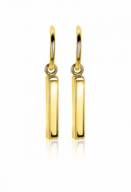 optioneel doolhof Absoluut ZINZI zilveren oorstekers in 14K geel verguld met staafje 26mm ZIO2099G
