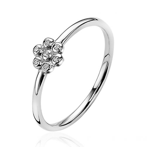 ZINZI zilveren ring bloem 5,5mm bezet met witte zirconia's ZIRBF46