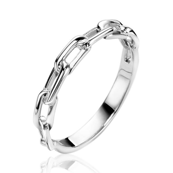maat vreugde Fascineren ZINZI zilveren schakel ring met ovale schakels ZIR2115