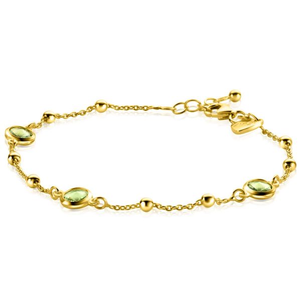leven long Heer ZINZI gold plated zilveren armband met bolletjes en rond groen Swarovski crystals 17-20cm ZIA2348 leven long Heer ZINZI gold plated zilveren armband met bolletjes en rond groen Swarovski crystals 17-20cm ZIA2348