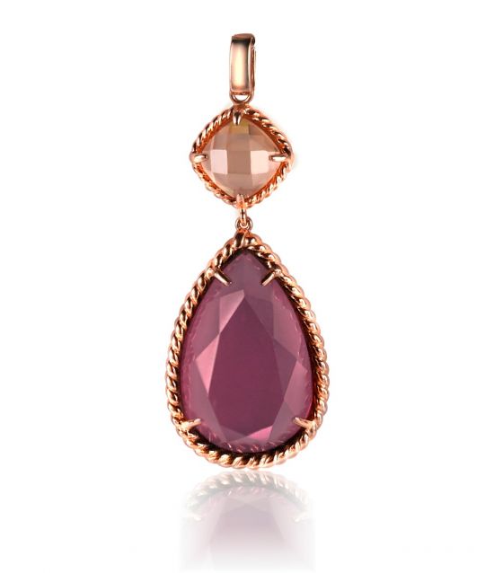 ZINZI zilveren hanger rosé verguld roodbruin ZIH1161E 