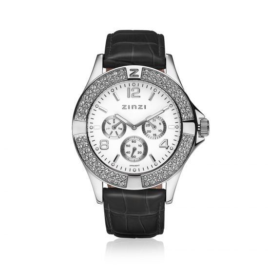 ZINZI Watch witte plaat zwarte band UNO6