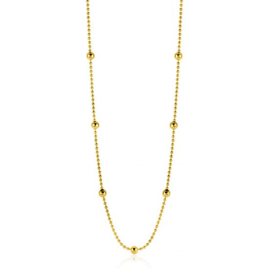 ZINZI Gold 14 krt gouden bolletjes collier 3mm breed, lengte 43cm ZGC311