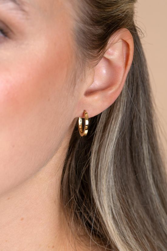 17mm ZINZI Gold 14 krt gouden oorringen met luxe klapsluiting 17mm x 2mm vierkante buis ZGO572
