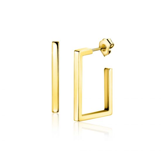 23mm ZINZI Gold 14 karaat gouden oorstekers met grote strakke vierkantsvorm. Grootte 23 x 2,4mm. ZGO482
