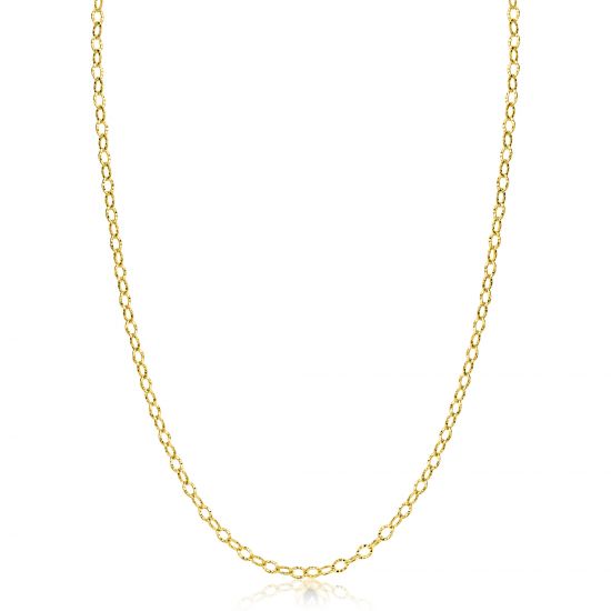 ZINZI Gold 14 krt gouden ketting met bewerkte ovale schakels 3mm breed 45cm ZGC538