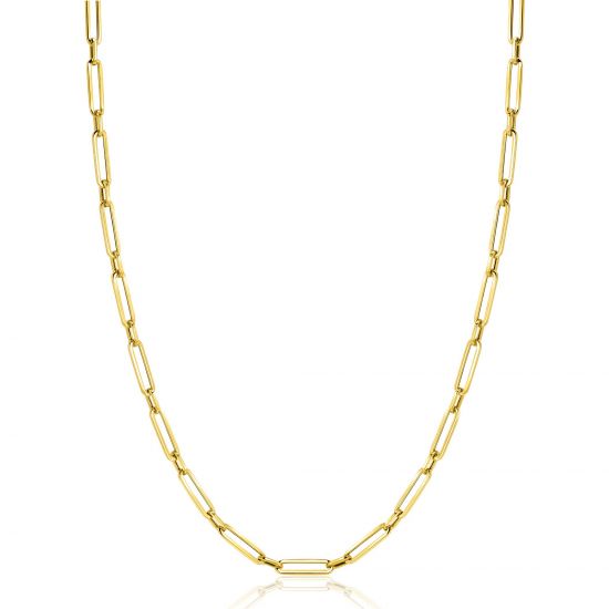 ZINZI Gold 14 krt gouden closed for ever schakelketting met tussenoog (3mm breed) 45cm ZGC470
