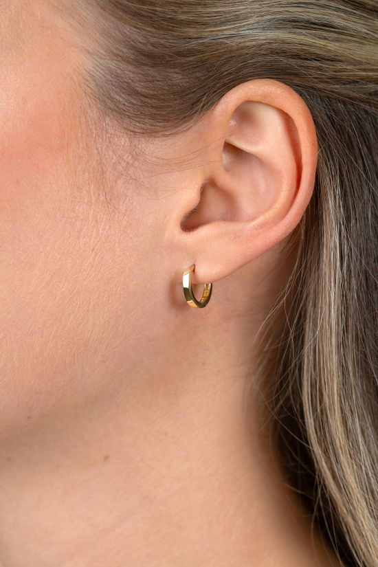 13mm ZINZI Gold 14 krt gouden oorringen met luxe klapsluiting 13mm x 2mm vierkante buis ZGO570
