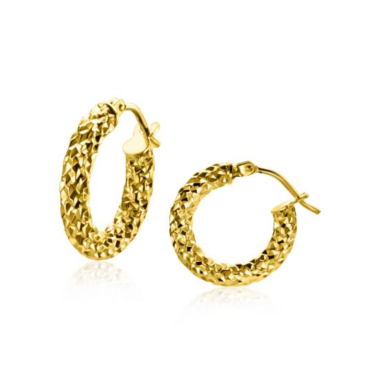16mm ZINZI Gold 14 krt gouden oorringen met schitterende bewerkte buis 3mm breed ZGO327