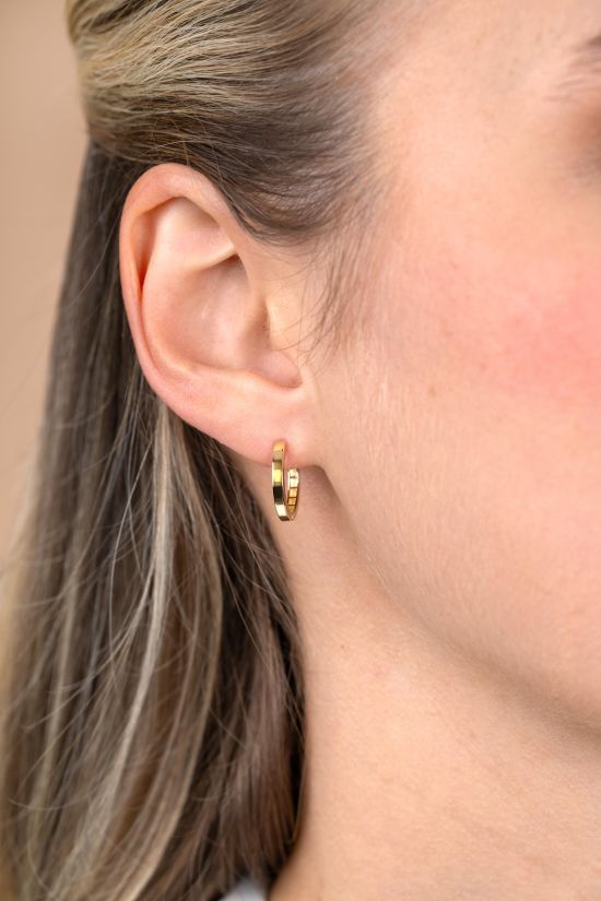 15mm ZINZI Gold 14 krt gouden oorringen met luxe klapsluiting 15mm x 2mm vierkante buis ZGO571
