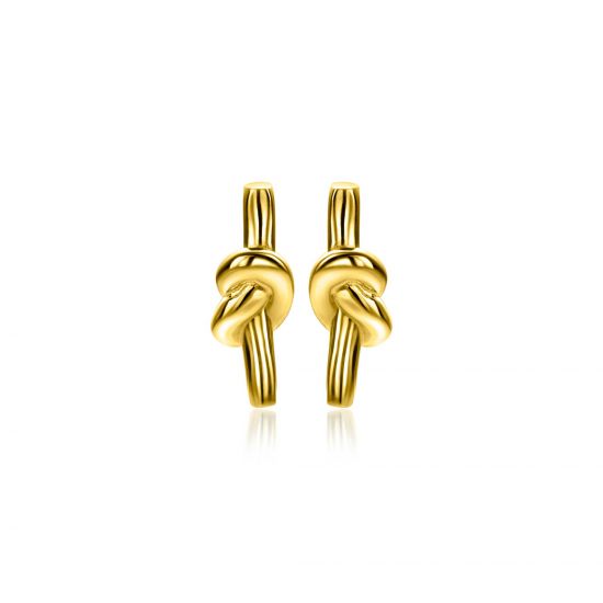 13mm ZINZI gold plated zilveren oorknoppen met staafje en glanzende knoop ZIO-BF115G