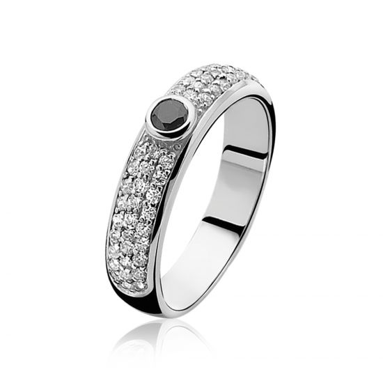 ZINZI zilveren ring zwart ZIR764