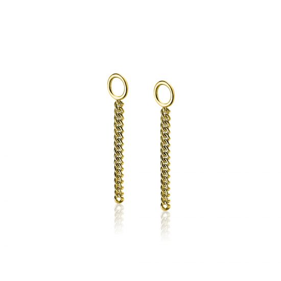 ZINZI zilveren oorbedels geel verguld gourmet ketting 30mm ZICH1694G (zonder oorringen)