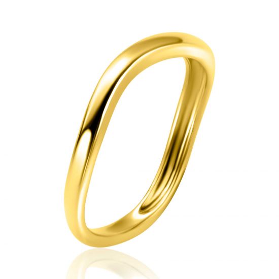 ZINZI gold plated zilveren gladde ring organisch gevormd (3mm breed) ZIR2656G