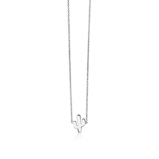 ZINZI zilveren fantasie ketting cactus 40-45cm ZIC1680