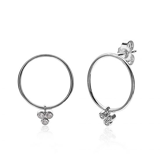 ZINZI zilveren oorsieraden 20mm rond wit ZIO1829CR