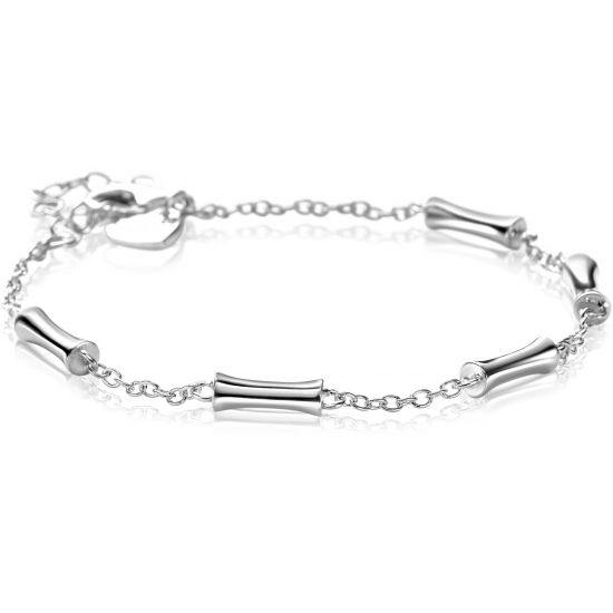 ZINZI zilveren schakel armband met vijf gladde bamboe vormen 17-20cm ZIA2577
